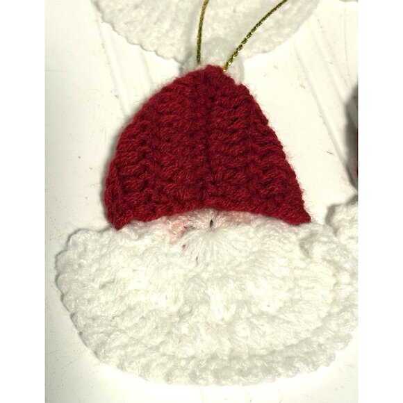 Vtg Crochet Santa Decor Christmas Ornaments  Gift Tag Handmade Set of 7 - Picture 4 of 4